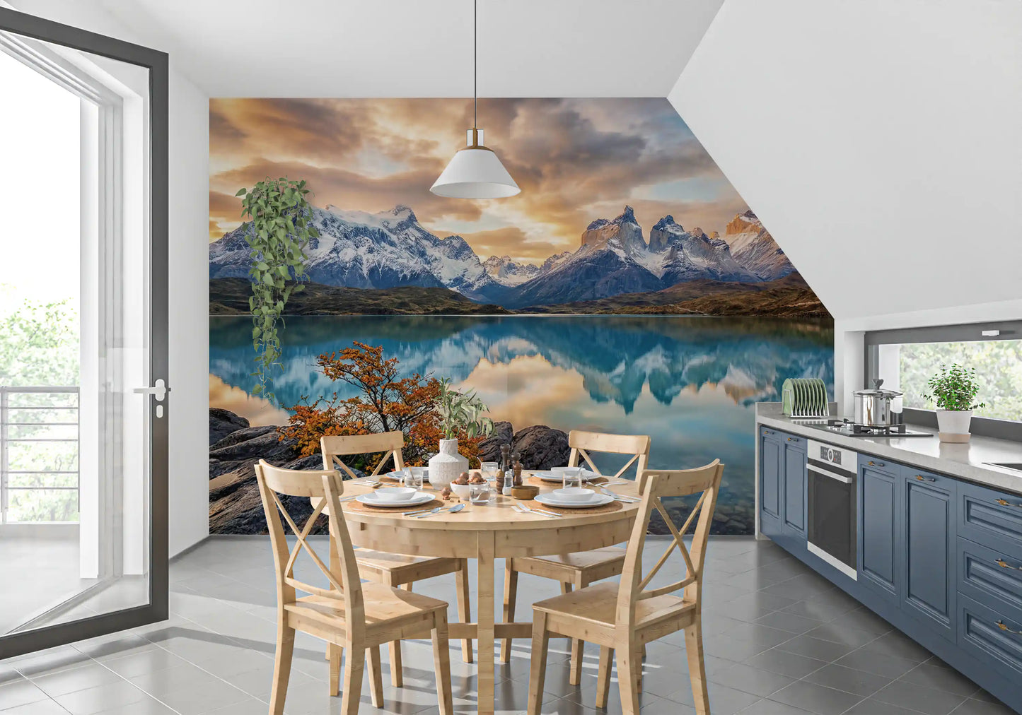 Patagonia Reflection: Autumn Peaks Wall Mural