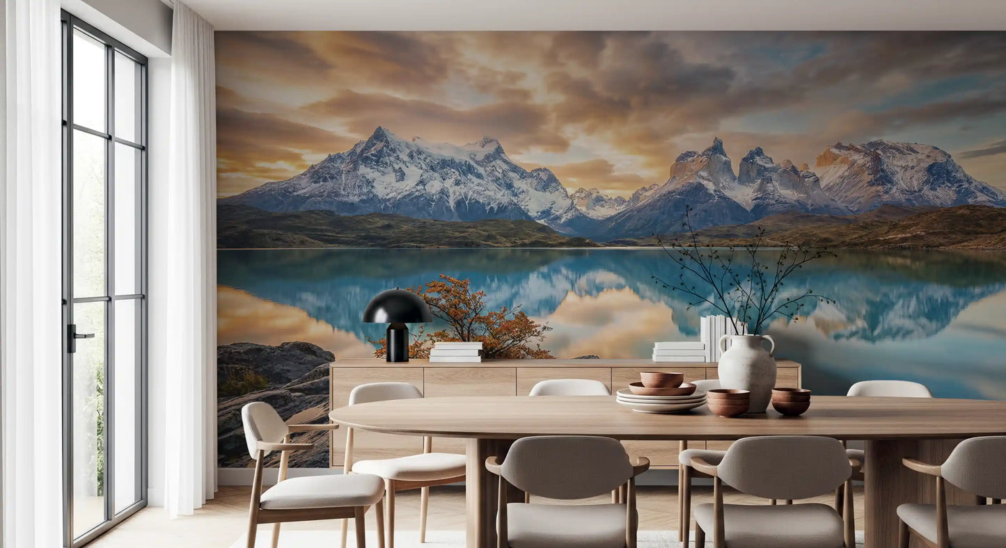 Patagonia Reflection: Autumn Peaks Wall Mural