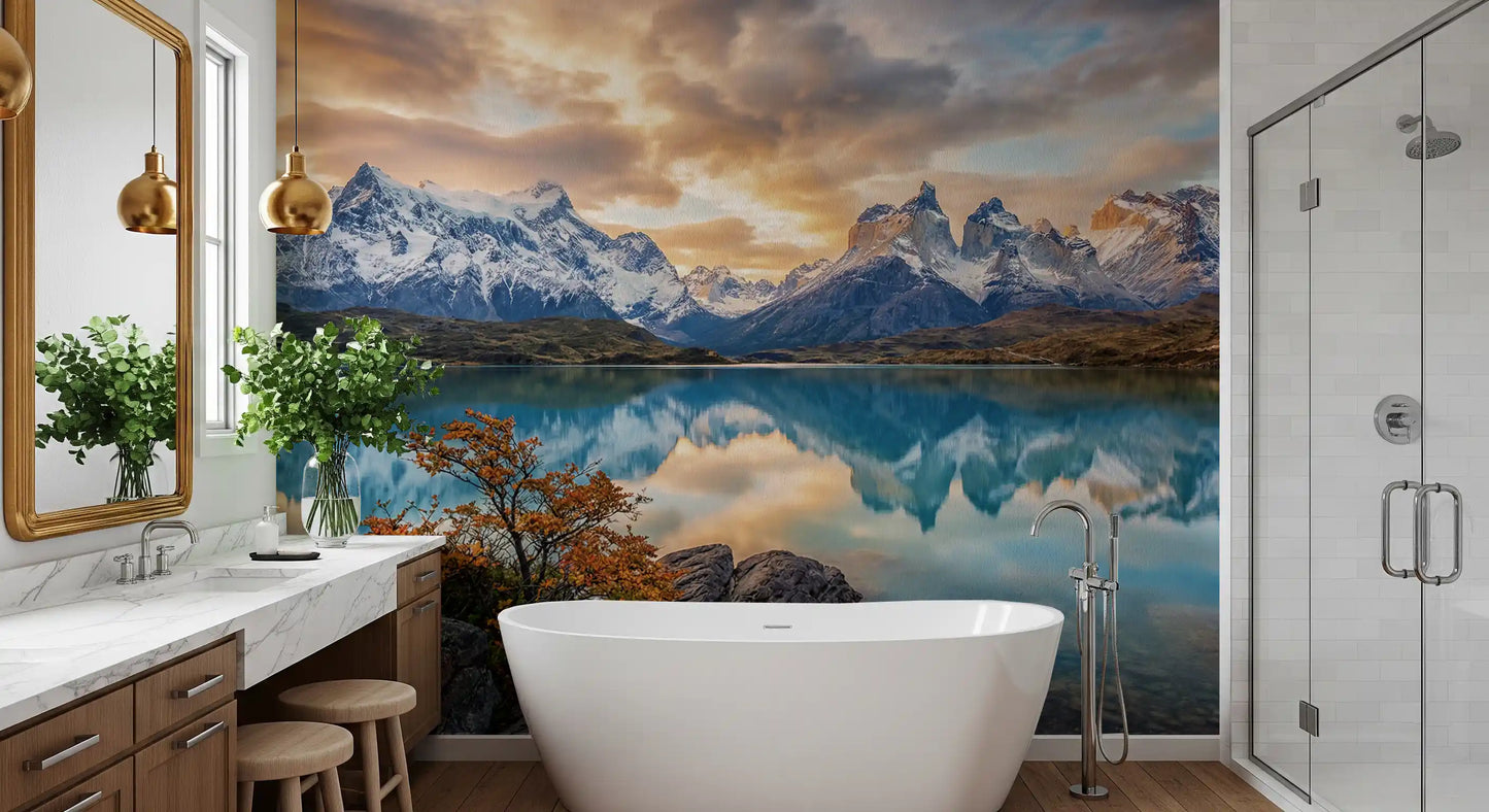 Patagonia Reflection: Autumn Peaks Wall Mural