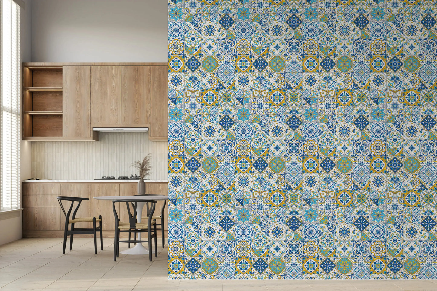 Mediterranean hues/ Azulejo tiles Wallpaper⁠