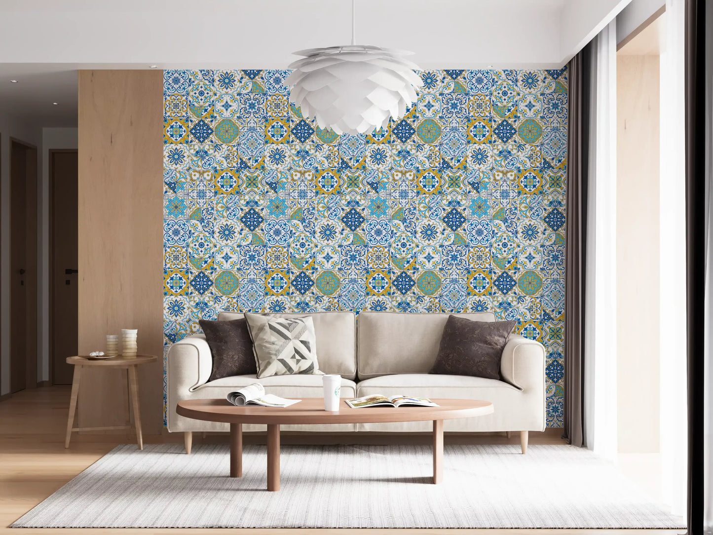 Mediterranean hues/ Azulejo tiles Wallpaper⁠