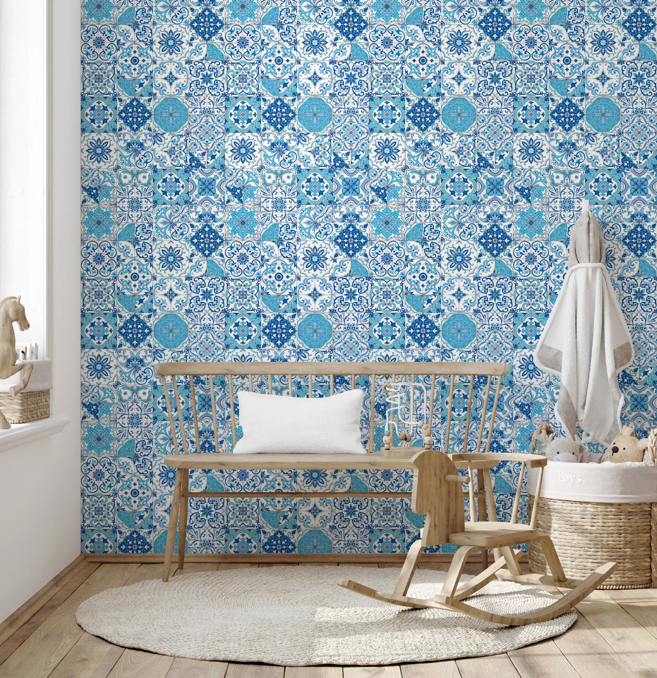 Mediterranean hues/ Azulejo tiles 2 Wallpaper⁠