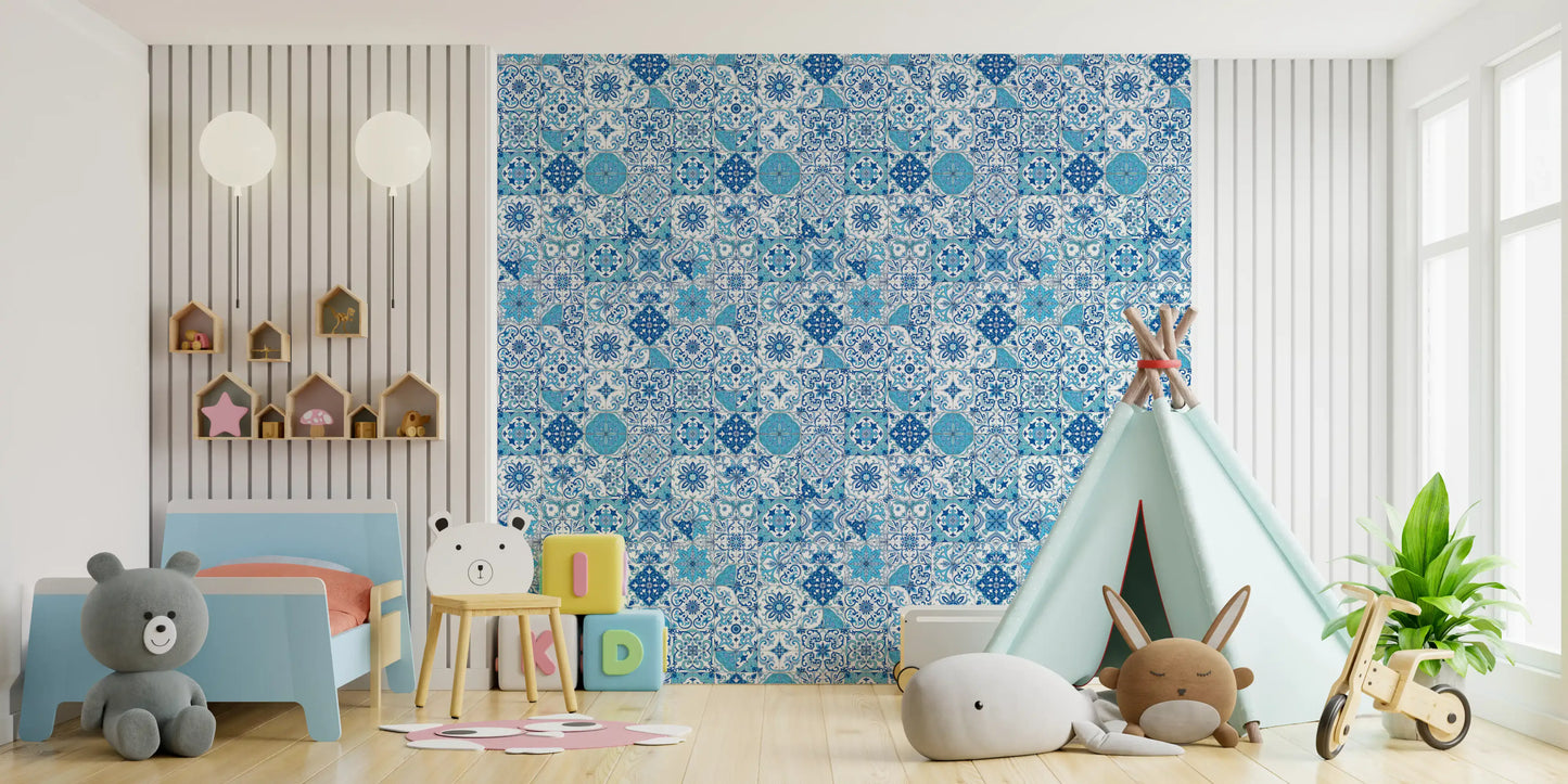 Mediterranean hues/ Azulejo tiles 2 Wallpaper⁠