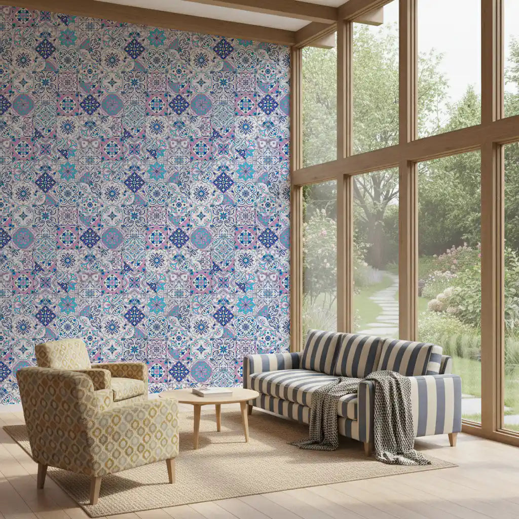 Mediterranean hues/ Azulejo tiles 3 Wallpaper⁠