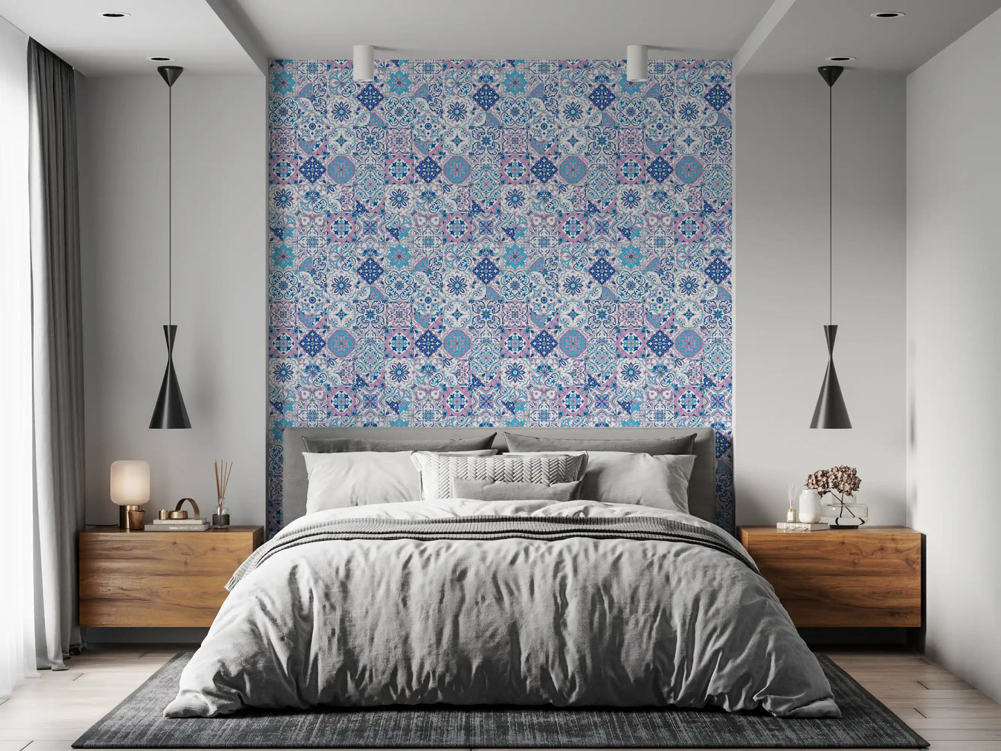 Mediterranean hues/ Azulejo tiles 3 Wallpaper⁠