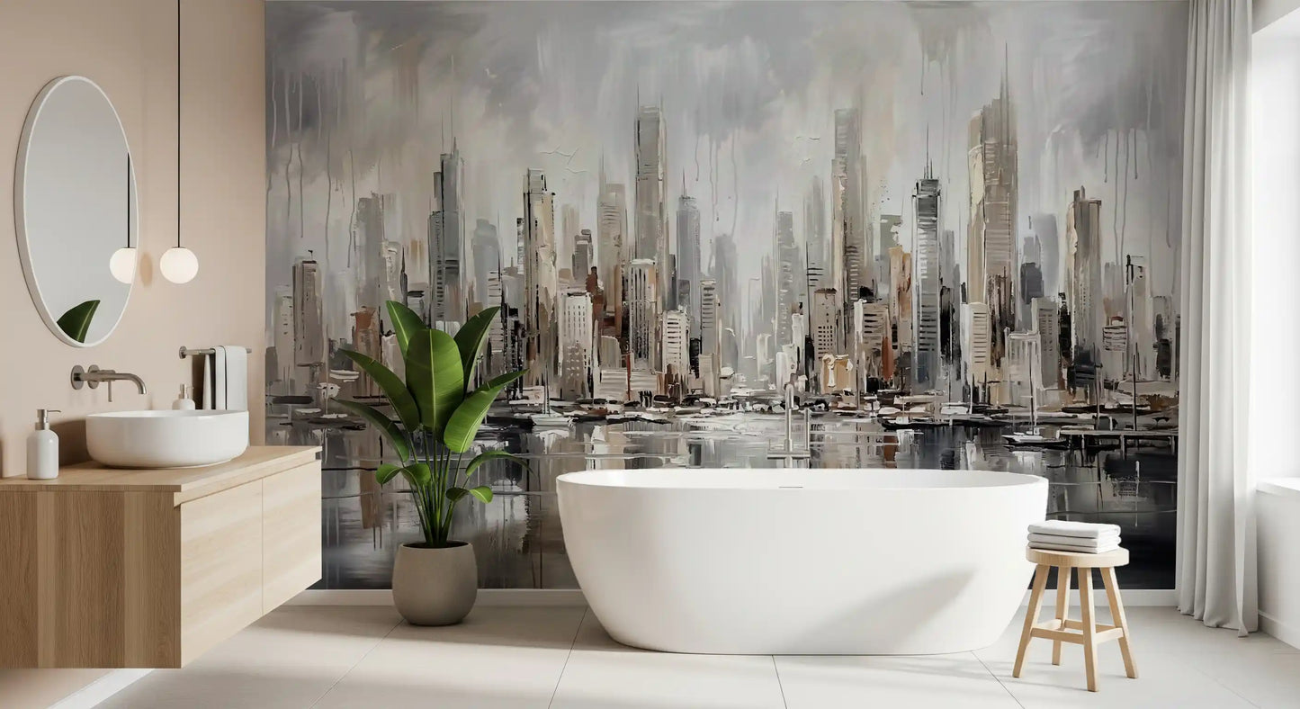Urban Tide : Fresque murale artistique reflet de paysage urbain