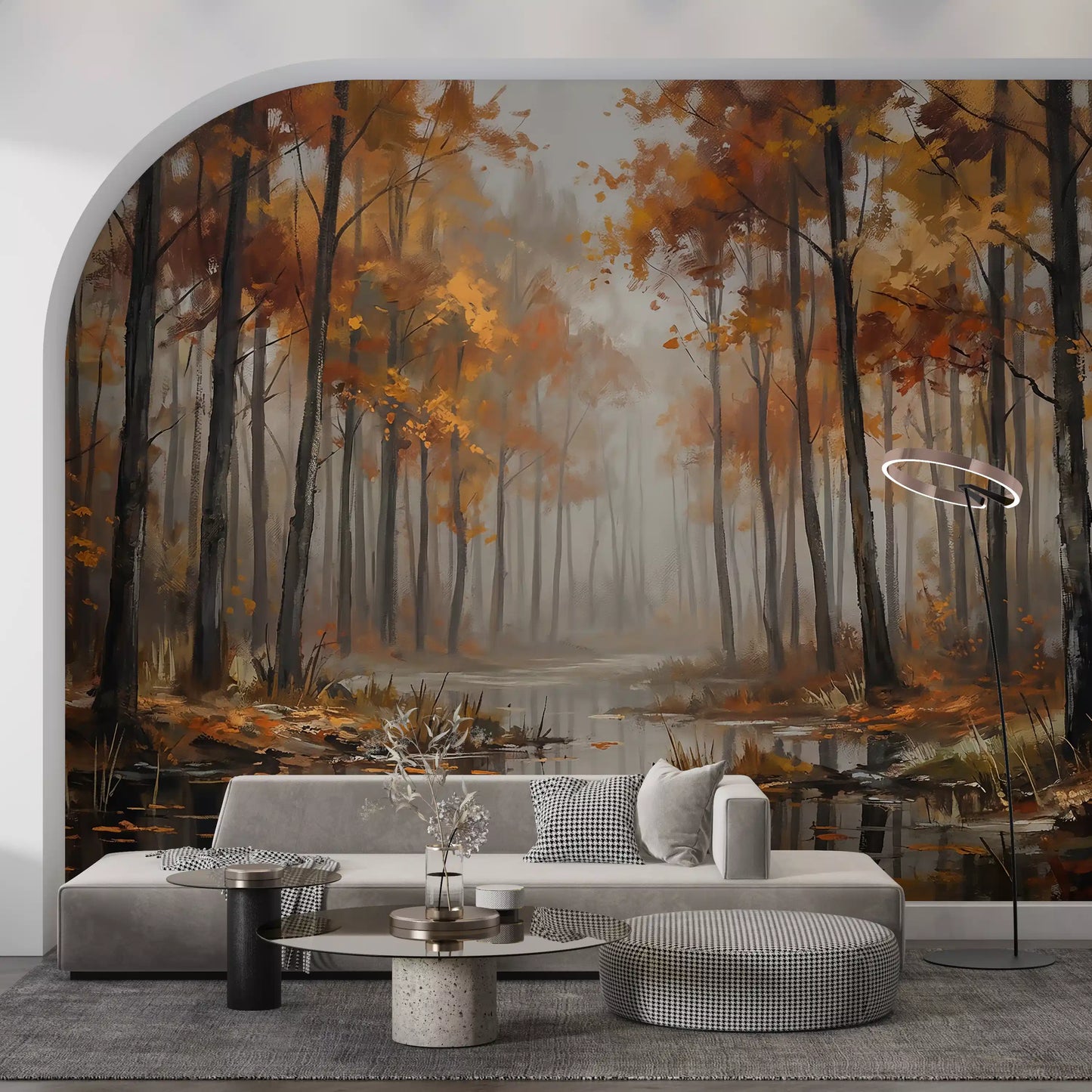 Misty Autumn Reflections Wall Mural