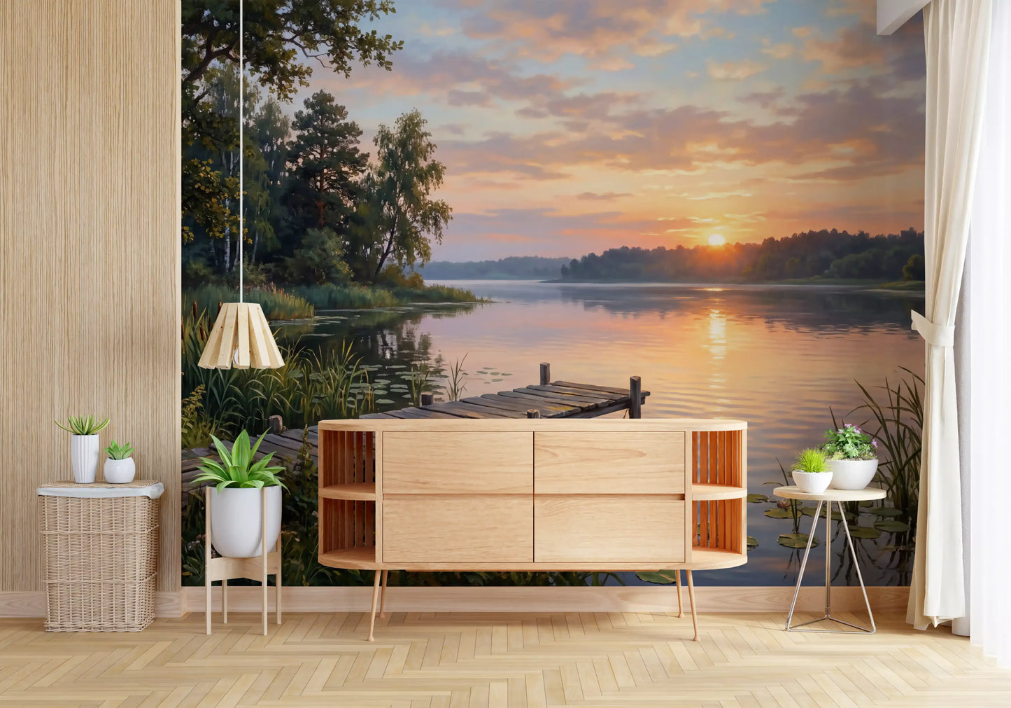 Golden Hour Lake Serenity Wall Mural