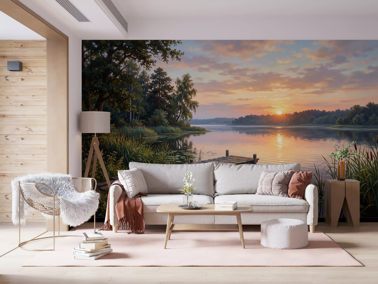 Golden Hour Lake Serenity Wall Mural
