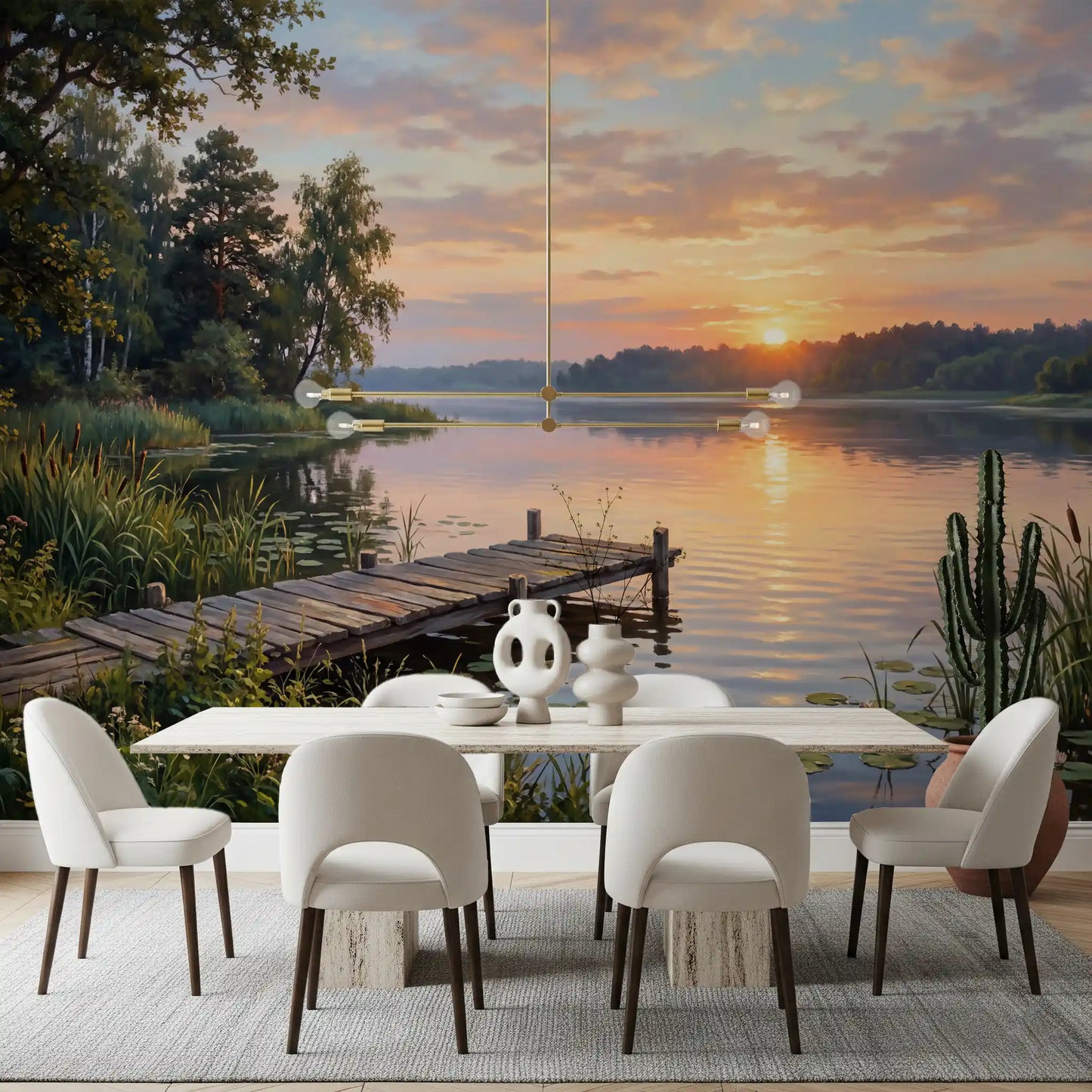 Golden Hour Lake Serenity Wall Mural