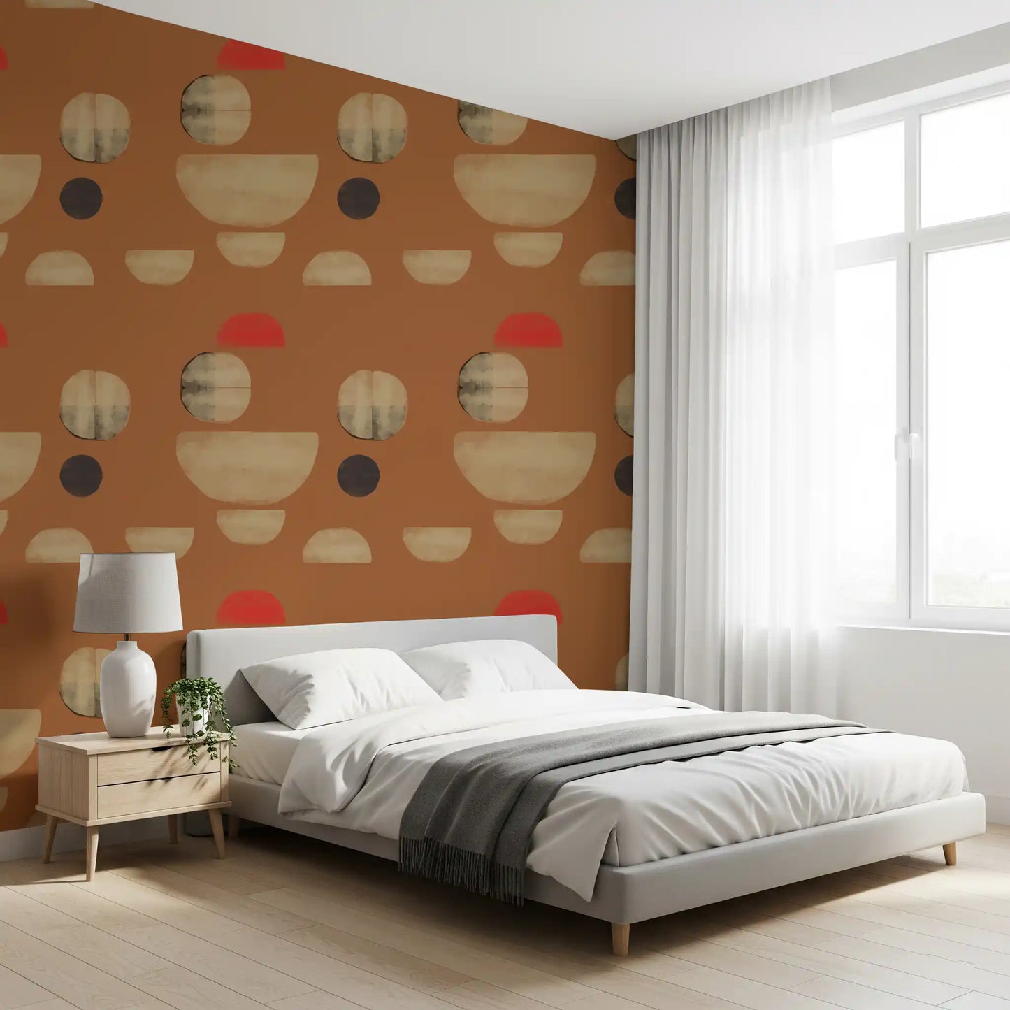 Terracotta Abstract Forms Wallpaper⁠