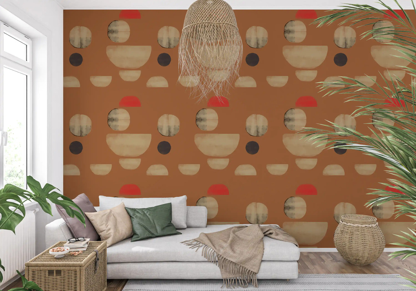 Terracotta Abstract Forms Wallpaper⁠