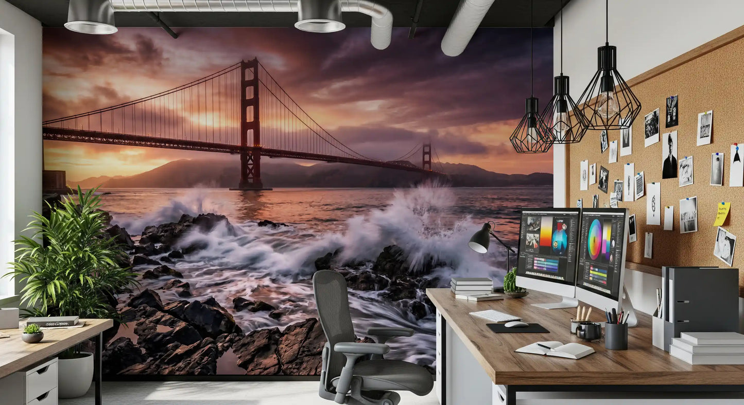 Golden Gate Sunset Serenade Wall Mural