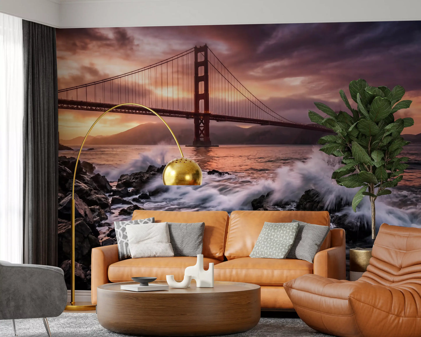 Golden Gate Sunset Serenade Wall Mural