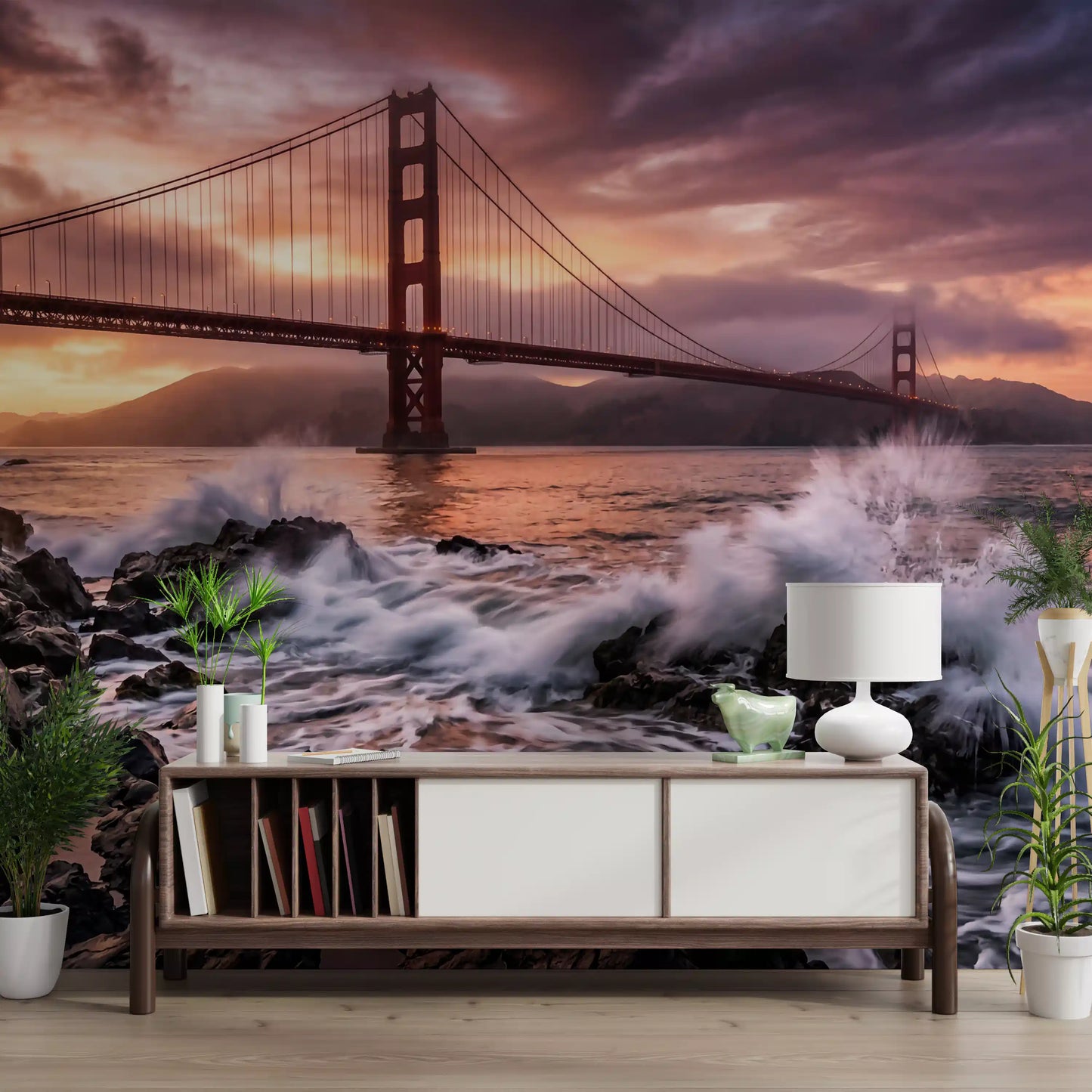 Golden Gate Sunset Serenade Wall Mural