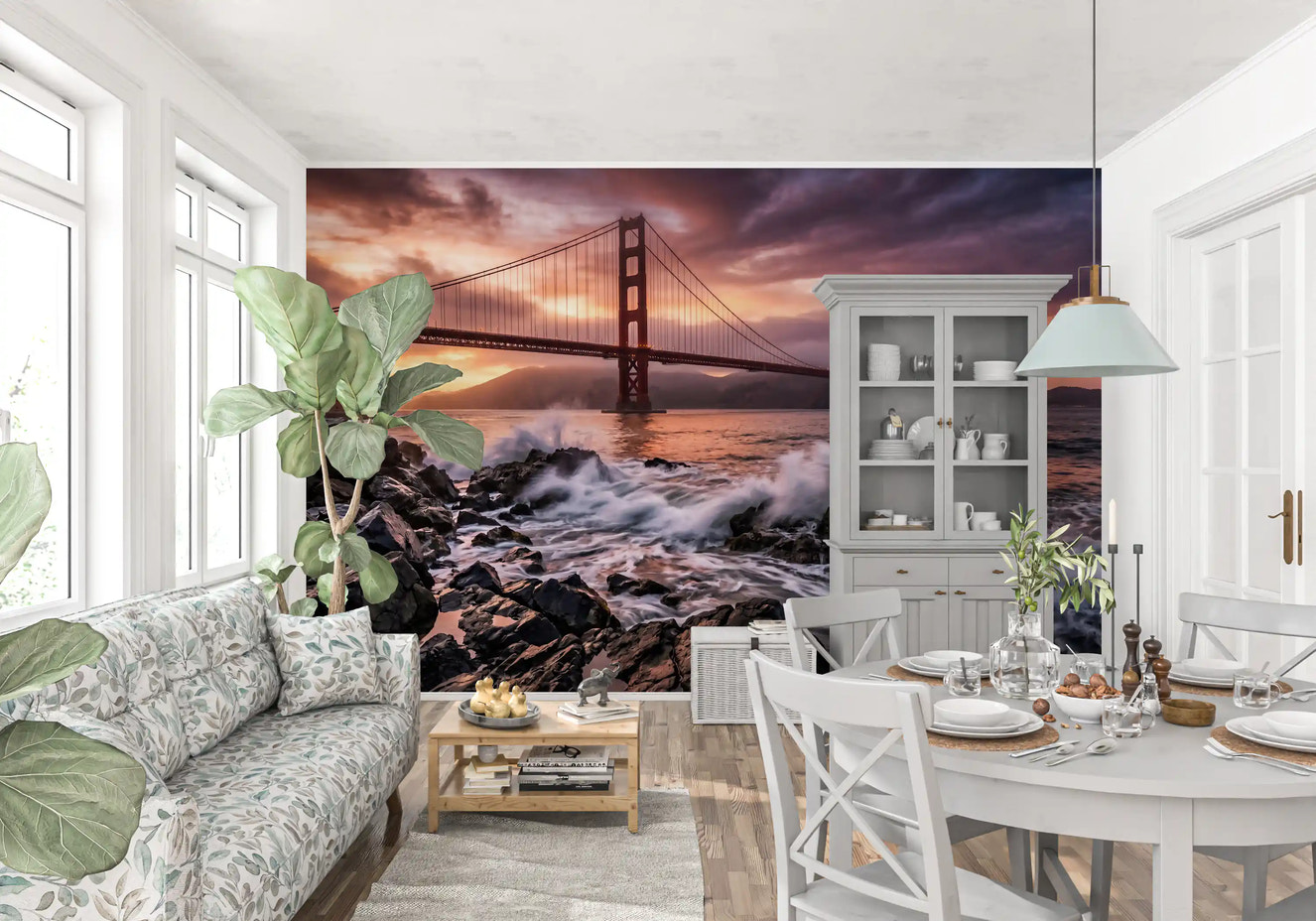 Golden Gate Sunset Serenade Wall Mural