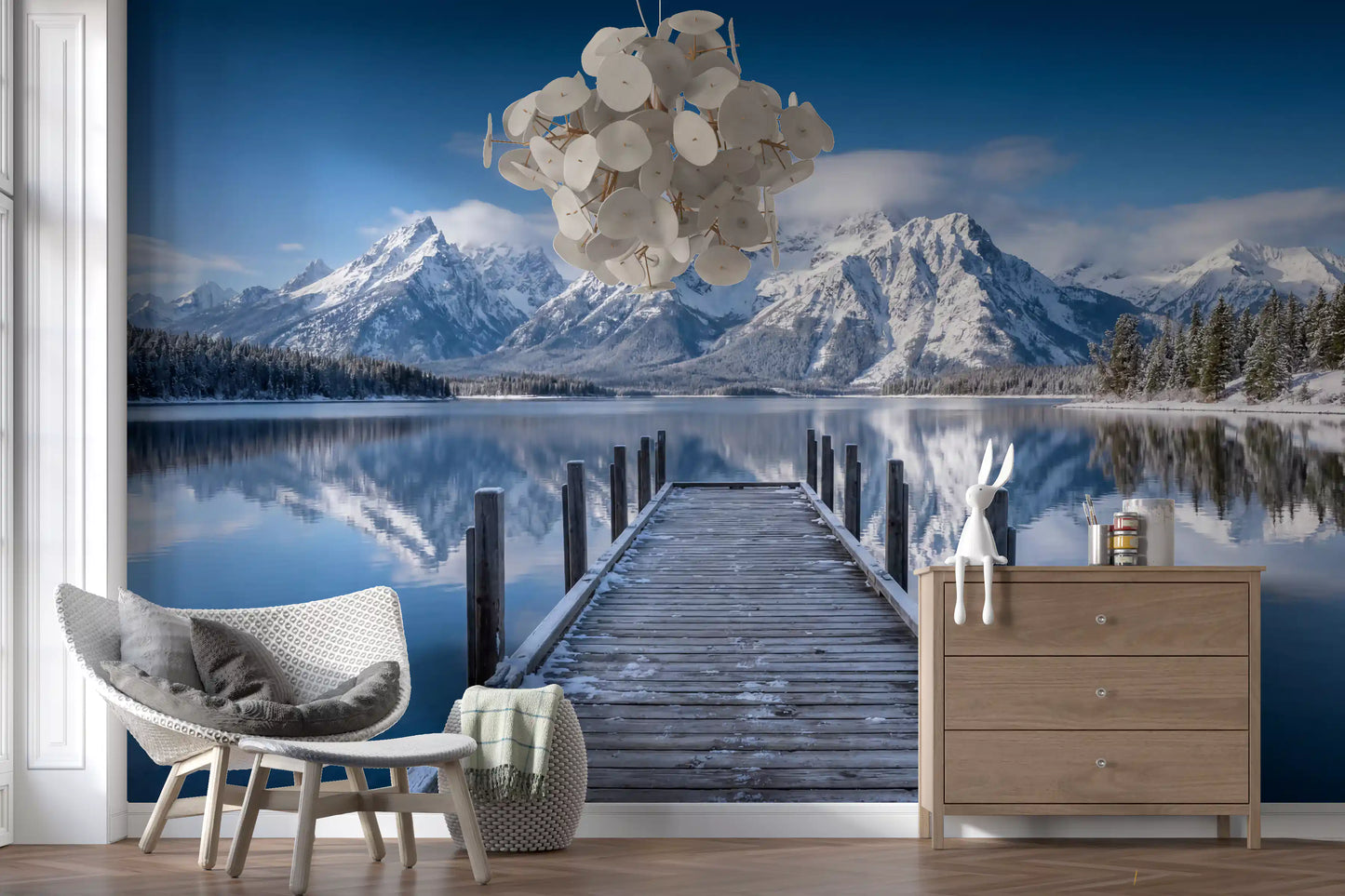 Winter Peaks Reflection Wall Mural