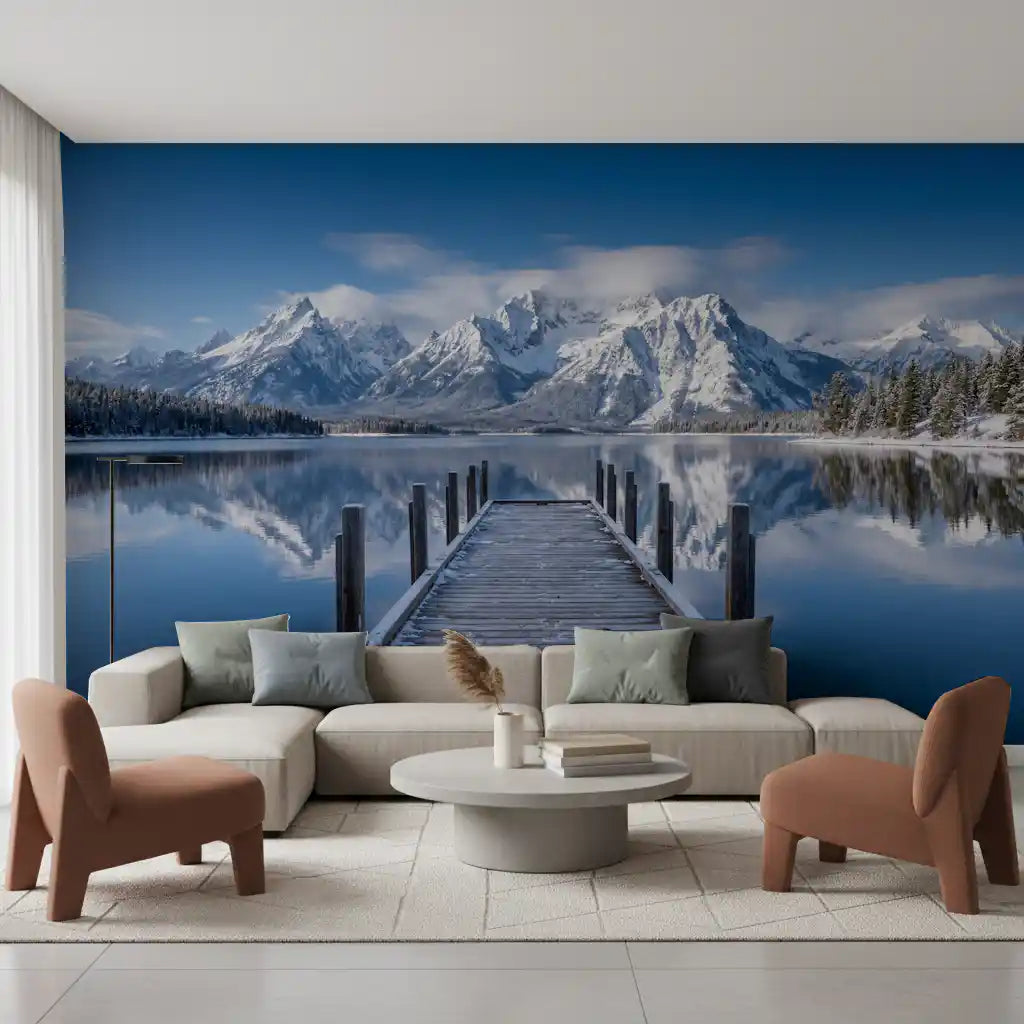 Winter Peaks Reflection Wall Mural