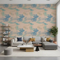 Aqua Drift Abstract wallpaper in cool tones with fluid organic shapes