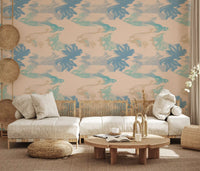 Modern aqua wallpaper featuring Aqua Drift Abstract soft layered effect