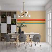 Retro Stripe Revival wall mural with beige base and orange stripe accents