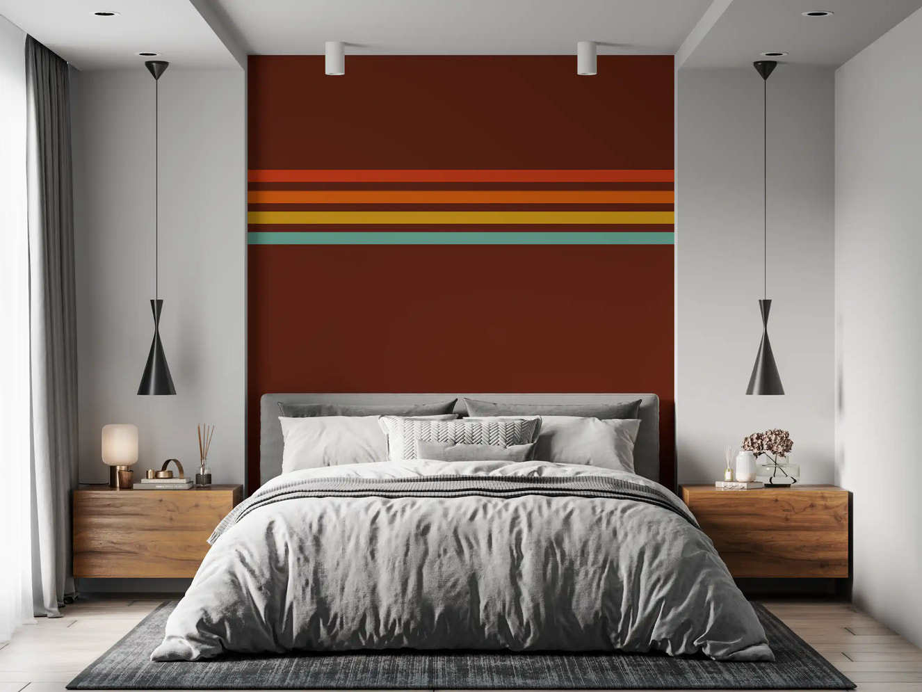 Retro Stripe Horizon Wall Mural