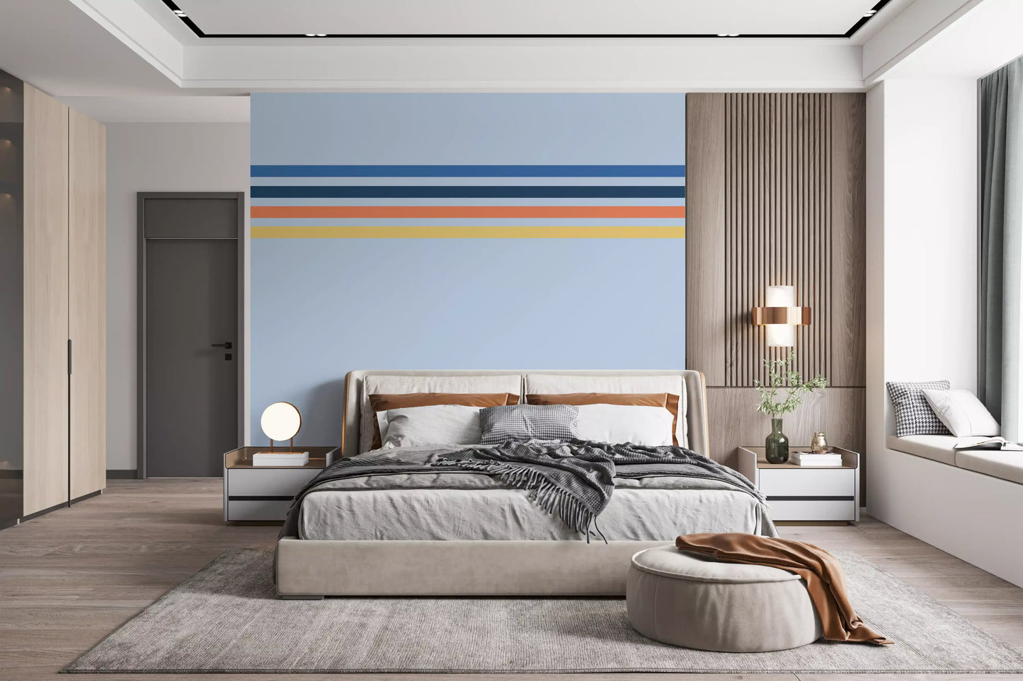 Papier peint panoramique Rayures Horizon Rétro