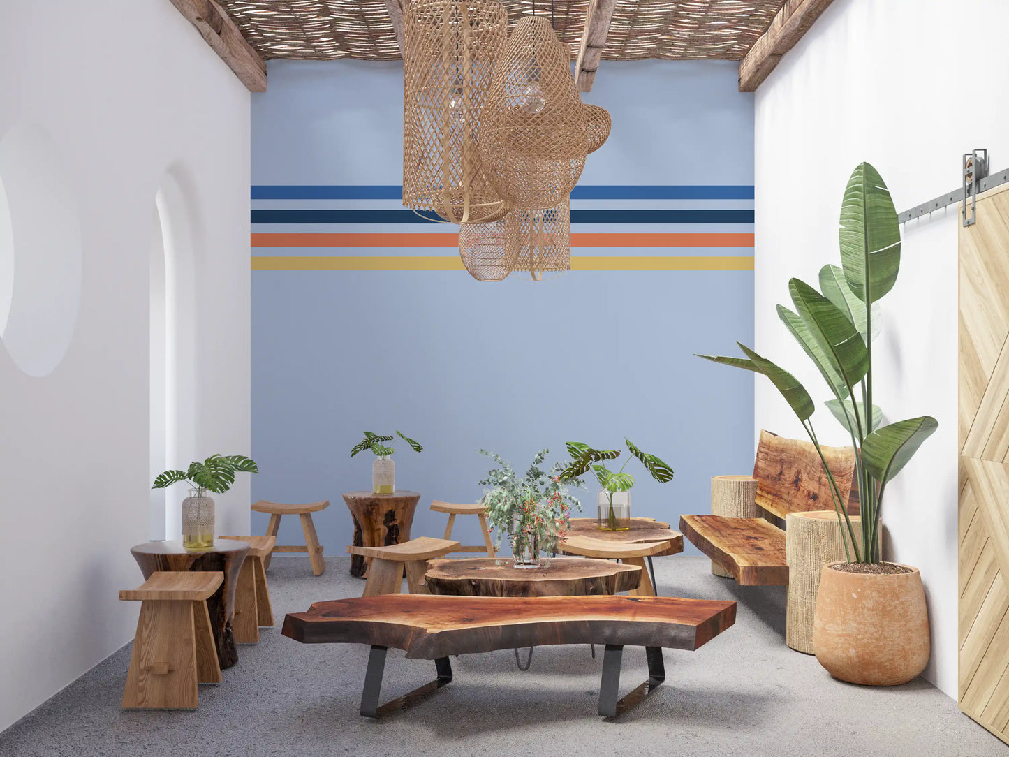 Papier peint panoramique Rayures Horizon Rétro