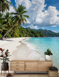 Palm-Fringed Serenity wall mural showing palm trees and sea horizon