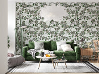 Cherry Blossom on White wallpaper with detailed floral branch design