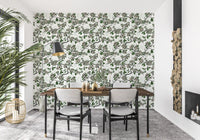 Floral branch wallpaper featuring Cherry Blossom on White soft pattern