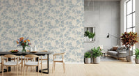 Dining room setup with Serene Blossom Branches wallpaper and branch pattern
