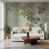 Hallway design using Vintage Blue Floral Woman Portrait wall mural