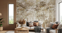 Antique Woodland Landscape wall mural showing dense forest layering