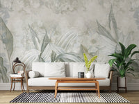 Hallway design using Soft Neutral Botanical wall mural in muted palette