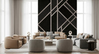Living room styled with Luxe Black Art Deco wall mural and geometric lines