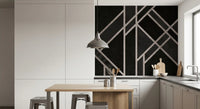 Modern black wall mural with Luxe Black Art Deco angular composition