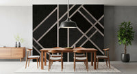 Minimal geometric wall mural with Luxe Black Art Deco sleek design