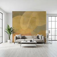 Golden Ochre Organic Flow wall mural with beige and ochre gradients