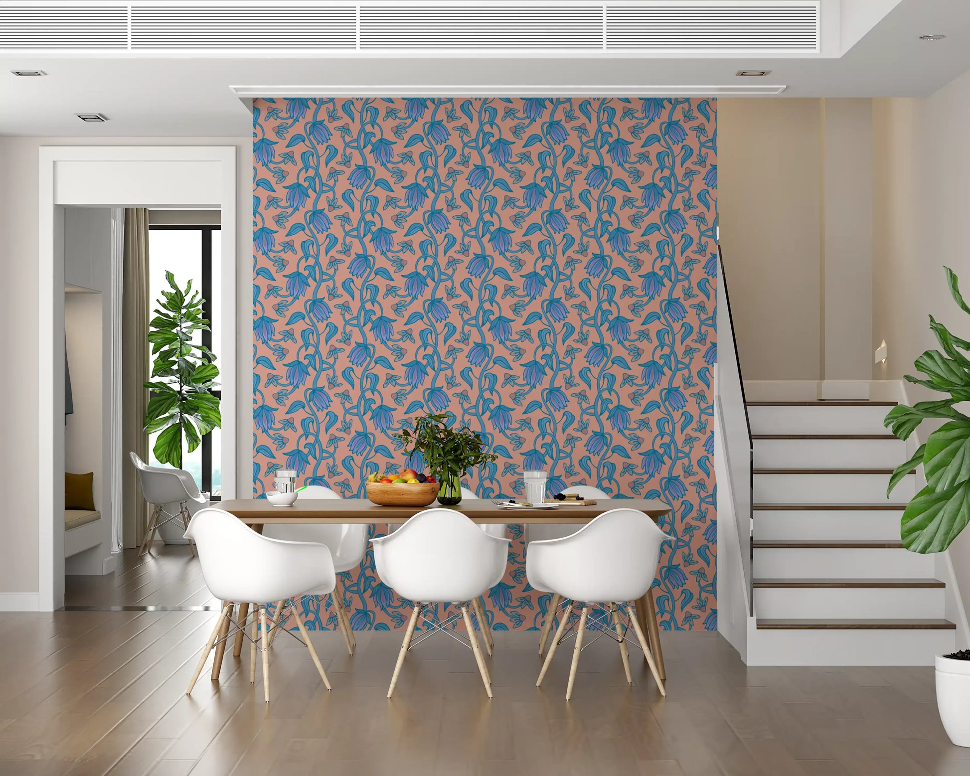 Blush tone wallpaper featuring Ophelia Boho Blossoms soft floral design