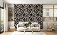 Floral wallpaper showing Ophelia Boho Blossoms soft pastel detailing
