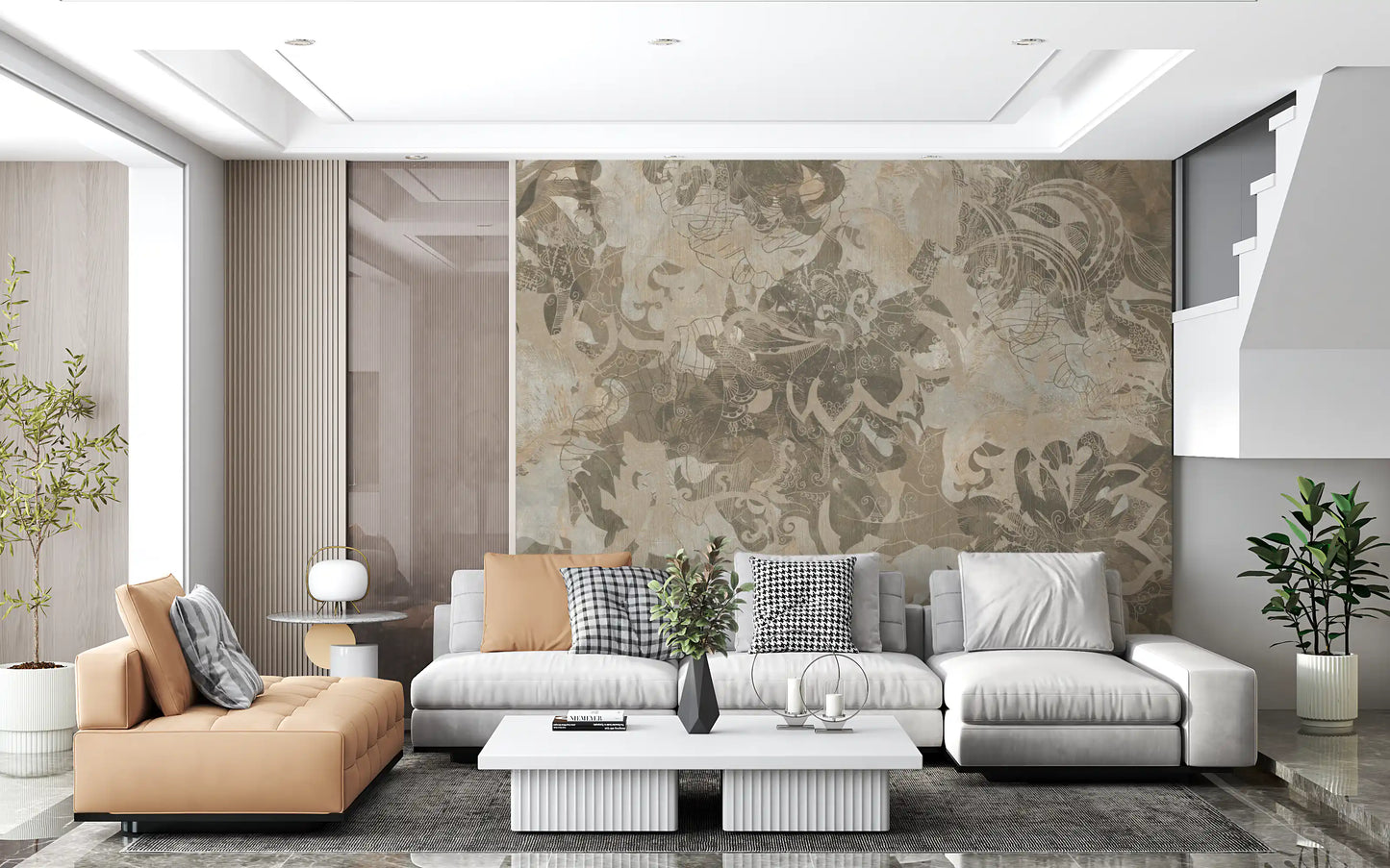Organic Earth Tapestry wall mural with earthy tones and subtle patterns