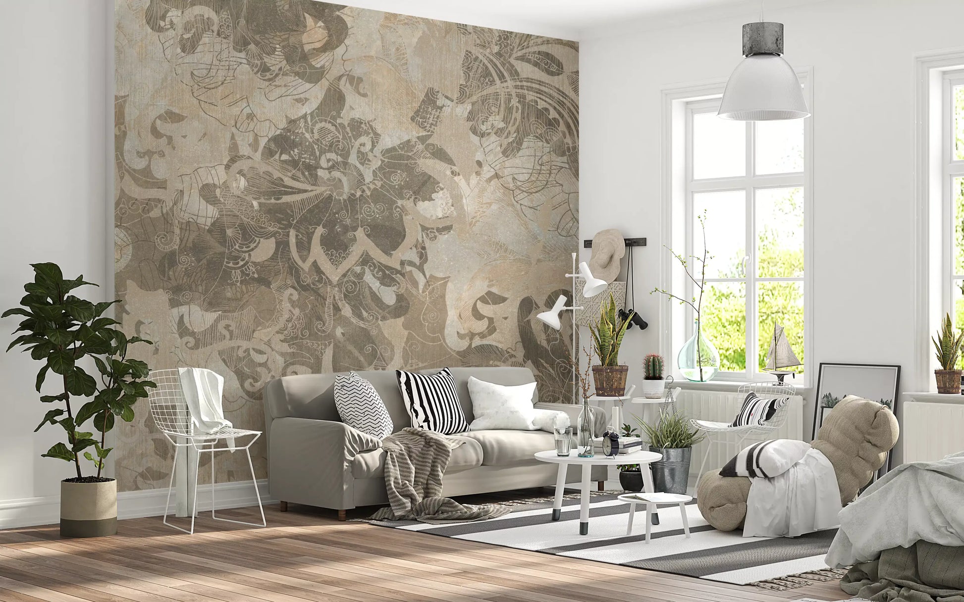 Neutral abstract wallpaper showing Organic Earth Tapestry detailed design