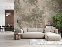 Hallway setup with Organic Earth Tapestry wall mural soft layered pattern