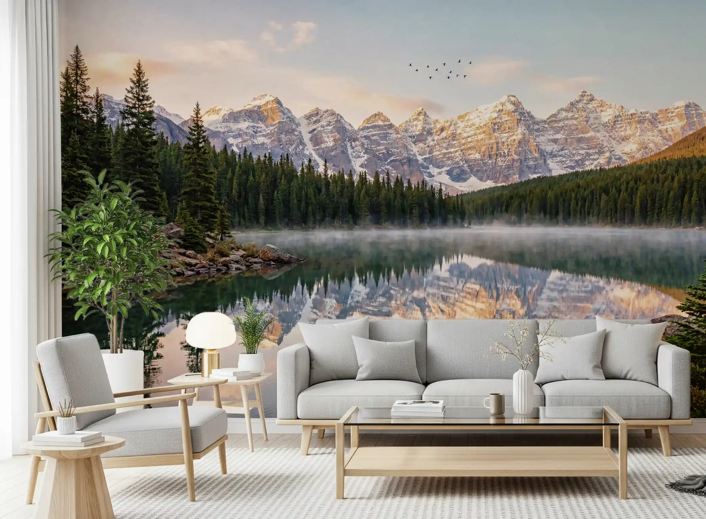 Alpine Dawn Reflection Wall Mural