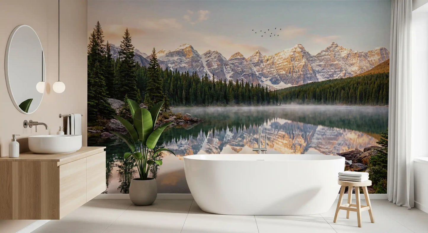 Alpine Dawn Reflection Wall Mural