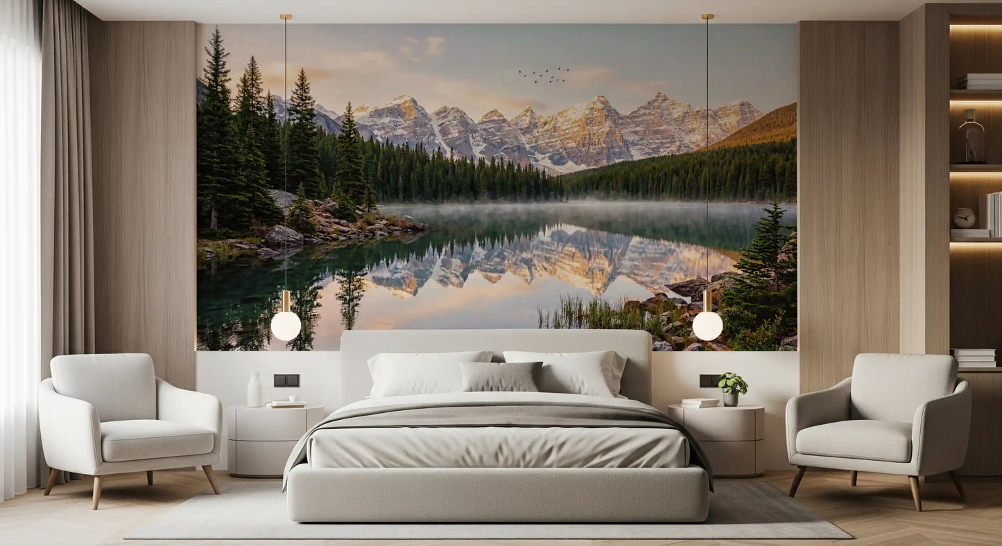 Alpine Dawn Reflection Wall Mural