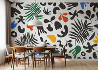 Bright blue green and orange accents style Organic Wall Mural with energy