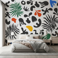 Bold black abstract motifs define Organic Shapes wall mural beautifully