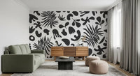 Hallway styled in Foliage Wall Mural with bold monochrome leaves